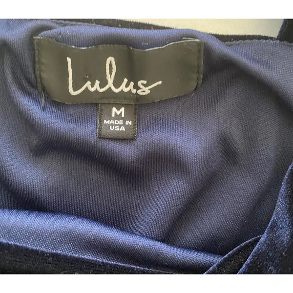 Lulus Sultry Summoning Navy Blue Velvet Bodycon Dress Stretchy Lightweight Sz M - Image 5