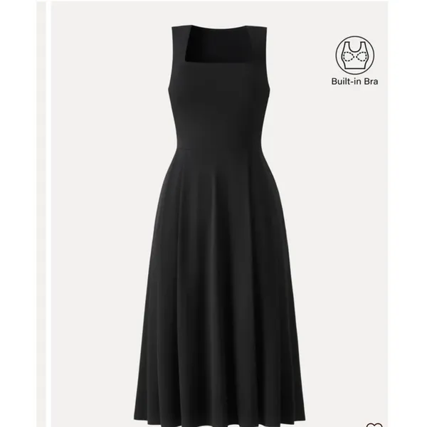 OGL Move Ponte Square Neck Midi Bra Dress with Pockets Black S - Image 6