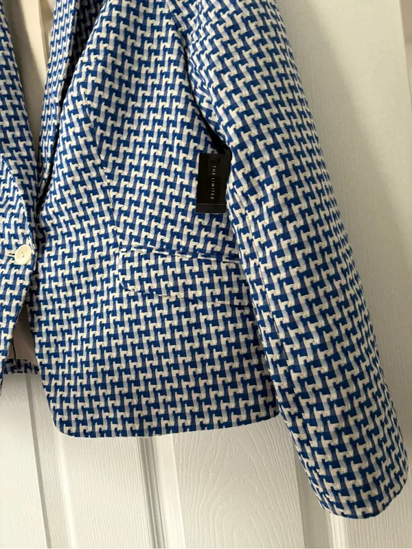 NWT The Limited Blue White Woven Blazer Jacket XL - Image 3