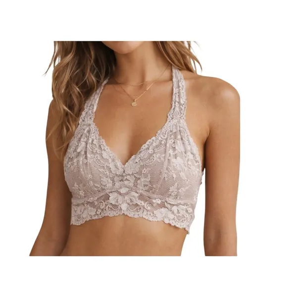 Free People Intimately‎ Bra Bralette XS Beige Lace Stretch Fit Racerback Lined - Image 2