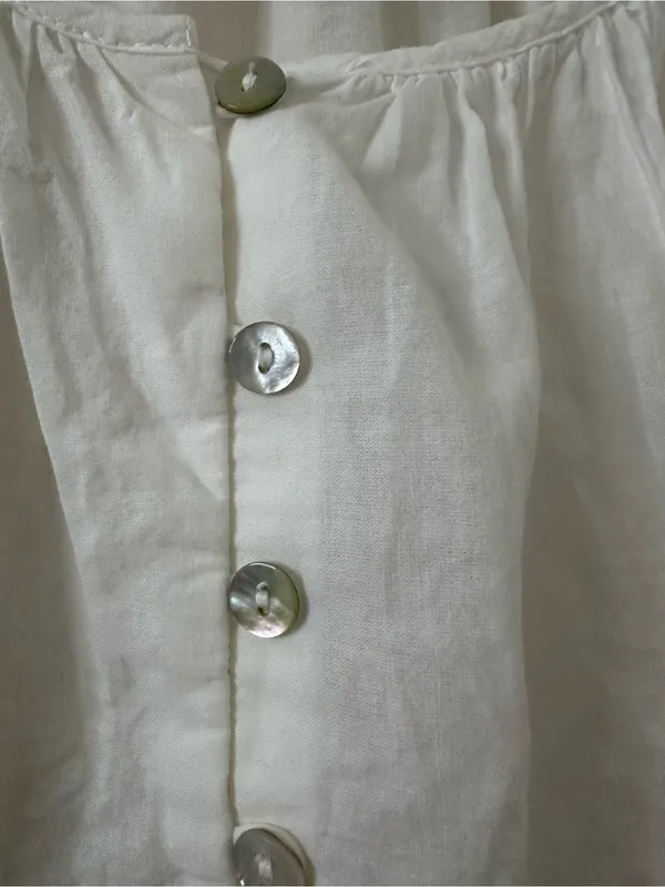 VELVET White Eyelet Romantic Feminine Puff-Sleeve Blouse Peasant Top L - Image 5