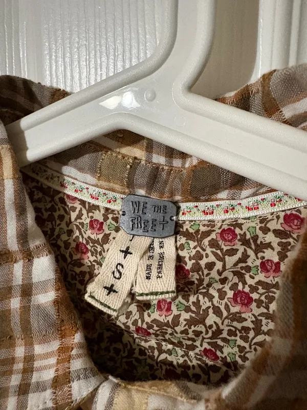 We the free yellow plaid Y2K cowgirl button down medium - Image 3