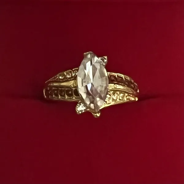 &merci Gorgeous Stainless Steel Golden w/ Cubic Zirconia Gemstones Statement Ring S 7 - Image 2