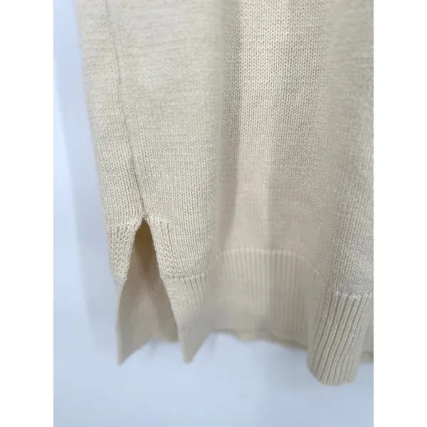Polagram Sweater Knit Midi Dress Small Cream Boho Minimalist Neutral Classic - Image 3