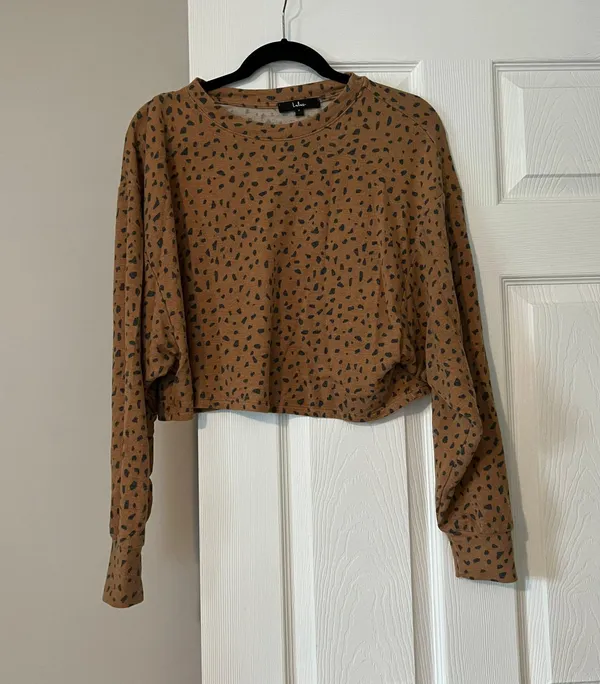 Lulus Last Spot Rust Brown Dot Print Pullover Sweatshirt - Image 4