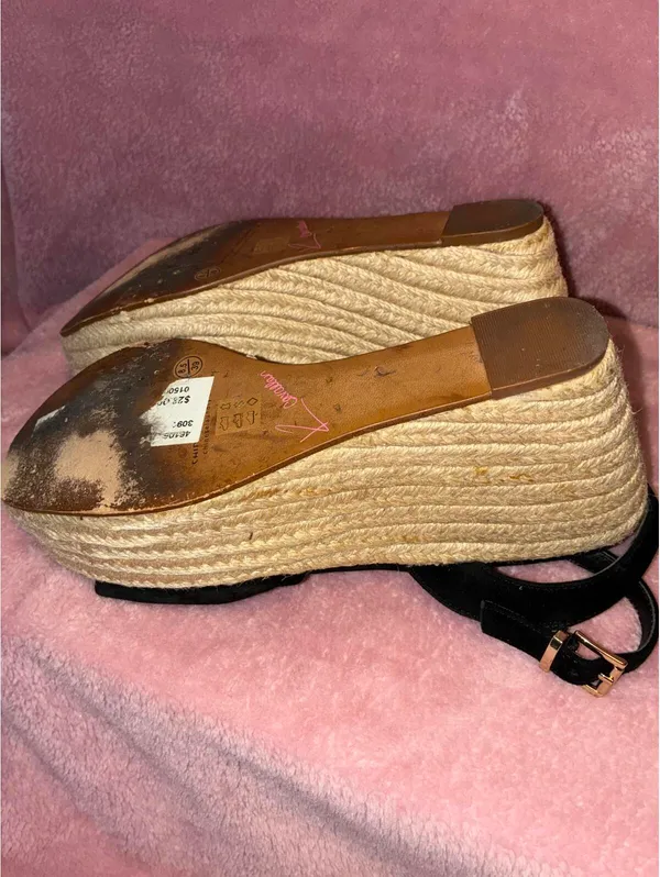 Kristin Cavallari x Chinese Laundry Black Suede Brandie Espadrille Wedge Sandals - Image 8