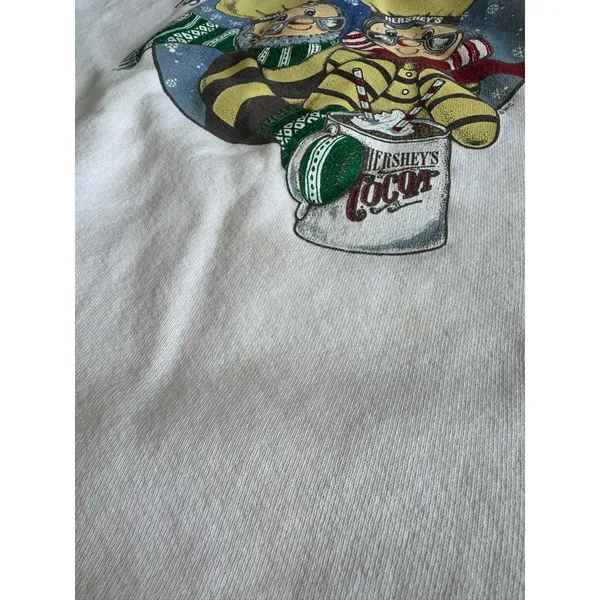 Jerzees Vintage 90s Hershey's Hot Cocoa Sweatshirt XL White Graphic Crewneck - Image 6