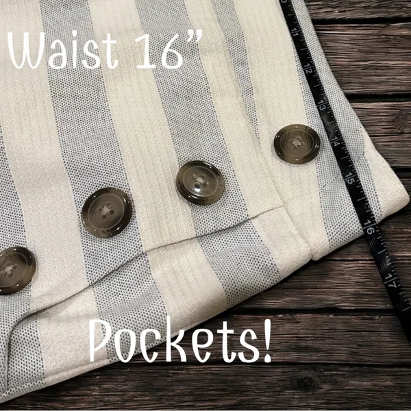LOFT Gray & White Striped Pencil Skirt with Button Accents & Pockets Size 8 NWT - Image 7