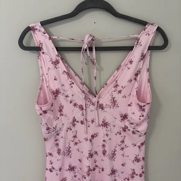 Wild Fable Small Dress Pink‎ Floral Lace Halter Maxi Side Slit NEW Cottagecore - Image 11