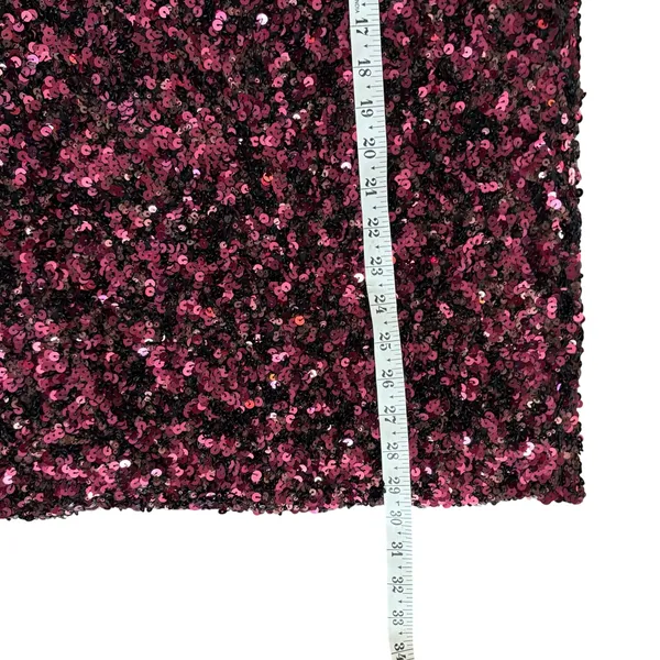 Rebecca Taylor‎ Midi Stretch Sequin Straight Skirt Size L Pink Purple Party - Image 6
