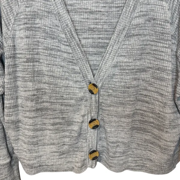Free‎ People We The Free Ribbed Knit Cropped Button Front Cardigan Gray Small - Image 3