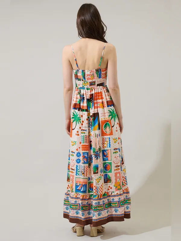 SugarLips Lumy Mix Vin Smocked Maxi Dress size xs women’s - Image 2