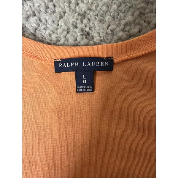 Ralph Lauren Sport Womens Orange Cotton V-Neck Short Sleeve T-Shirt L - Image 2