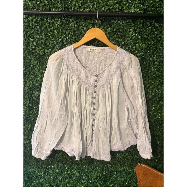 Free People We the Free Cool Meadow Lilac Purple Long Sleeve Blouse S - Image 2