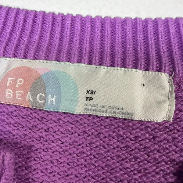 Free People Beach Women Hailey Hailee Waffle Knit Sweater purple XS vacation - Image 6