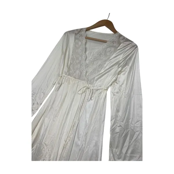 Vintage Gilead Robe Womens Small Ivory Lace Peignoir Lingerie Bridal Retro 1970s - Image 5