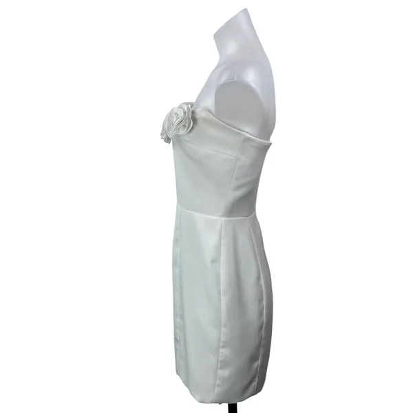 Amanda Uprichard White Floral 3D Strapless Bandeau Sheath Mini Dress Size S - Image 2