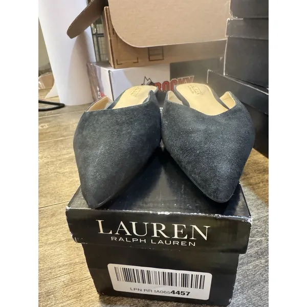 Lauren RALPH LAUREN Womens NEW Londyn‎ Black Suede Mules Flats Size 6 - Image 4