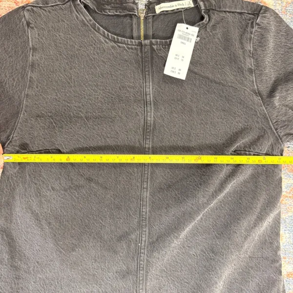 Abercrombie & Fitch Washed Black Denim Mini Shift Dress Short‎ Sleeve Small NEW - Image 6