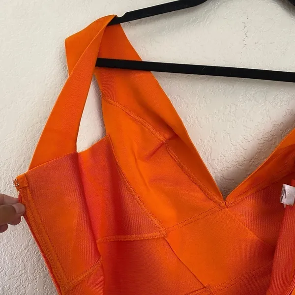 HOUSE OF CB 'Ginevra' Orange Cross Front Bandage Dress‎ /Size XS NWOT - Image 10