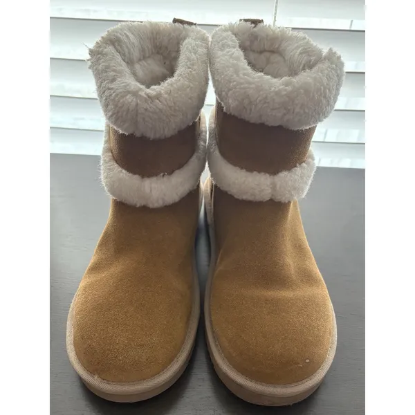 Koolaburra by UGG Suede Mini Winter Boots Barlee Chestnut Women's Size 8 - Image 3
