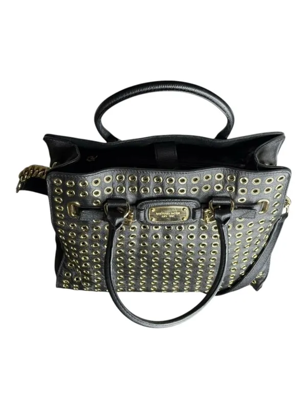 Michael KORS 𖦹 Limited Edition Grommet Large NS Satchel Handbag 𖦹 Black Leather - Image 8