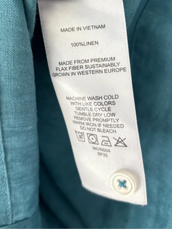 Quince 100% European Linen Short Sleeve Shirt Mineral Blue Teal Relaxed Fit - Image 6