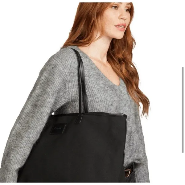 NEW Cleobella Large Black‎ Canvas Tote 22"x12" - Image 3