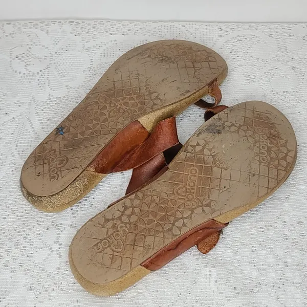 Yokono slip on leather toe sandals tan brown sz 8 - Image 6