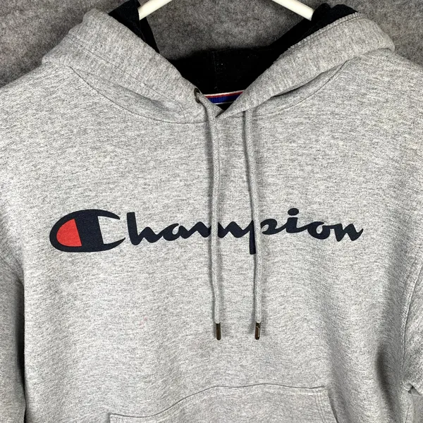 Champion Womens Hoodie Sweatshirt‎ Gray Pullover Long Sleeve Spellout Small - Image 9