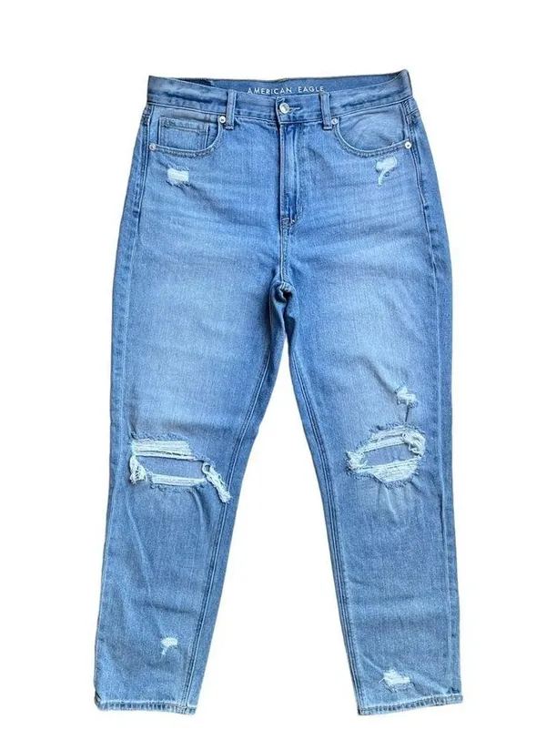 American Eagle High-Rise Distressed Mom Jeans - Image 3