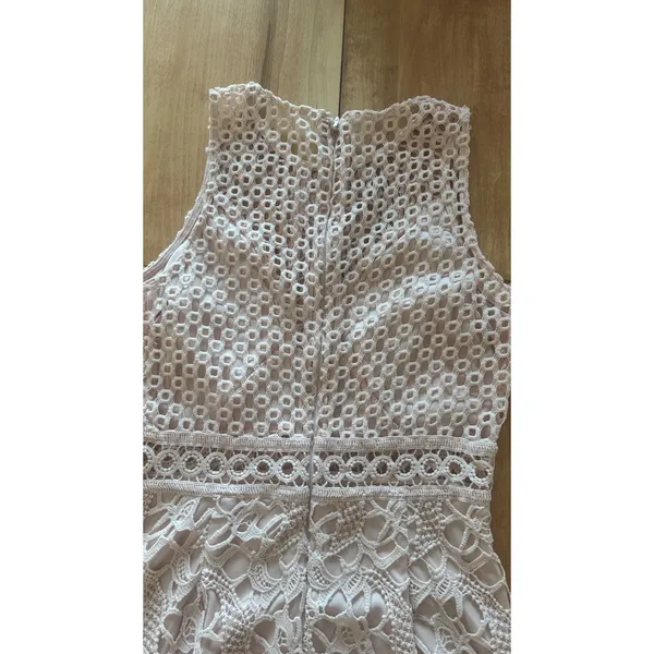 Ever After Blush Pink Floral Lace Crochet Sleeveless Mini Dress Women's L‎ - Image 6