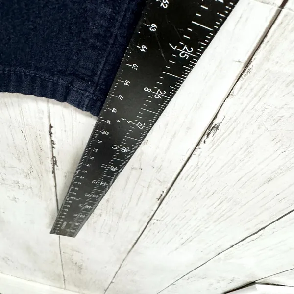 Loft Pants Women Sz 0‎ Dark Navy Denim High Rise Relaxed Straight Zip Fly Casual - Image 4