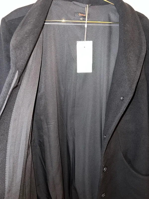 Quince Wool Cashmere Cocoon Coat Black XL NWT Minimalist Mid Length‎ Jacket - Image 7