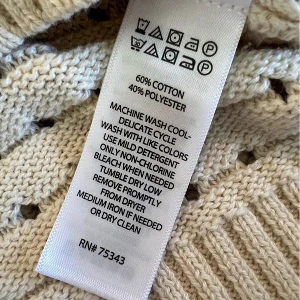 Joie Open Stitch/Weave Sweater, Cream, Size Large, Polo, Cozy, Comfy - Image 5