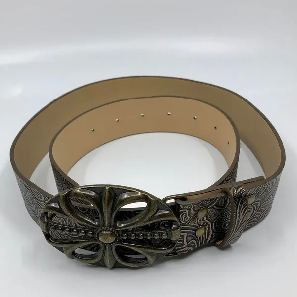 Women’s Brown Faux Leather Belt w/ Antique Gold Buckle, 28-36.5 Inches, X7G9A747 - Image 6
