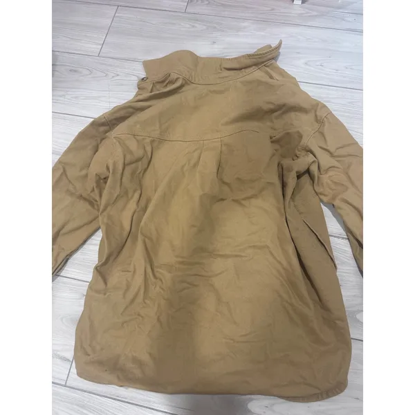 Oak + Fort Women Tan Oversized Button Down Shacket Twill Shirt Jacket XS - Image 5