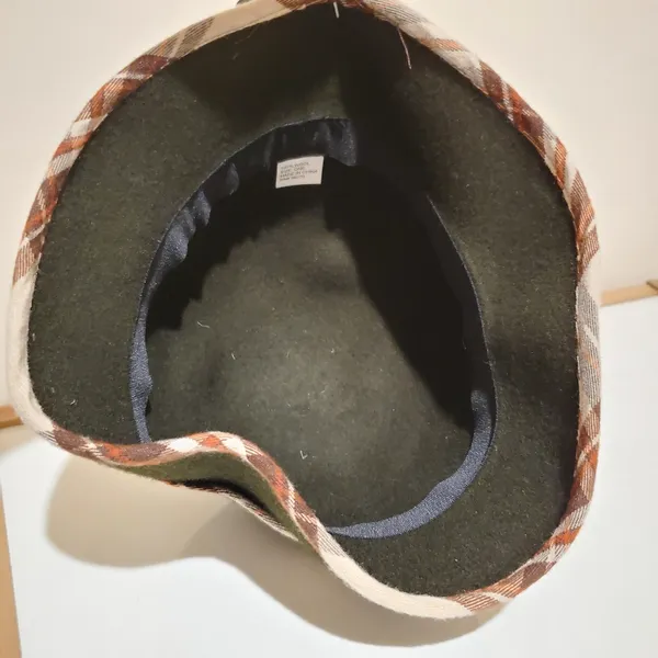 COLOMBINO Wool Plaid Belted Bucket Hat Brown - Image 10