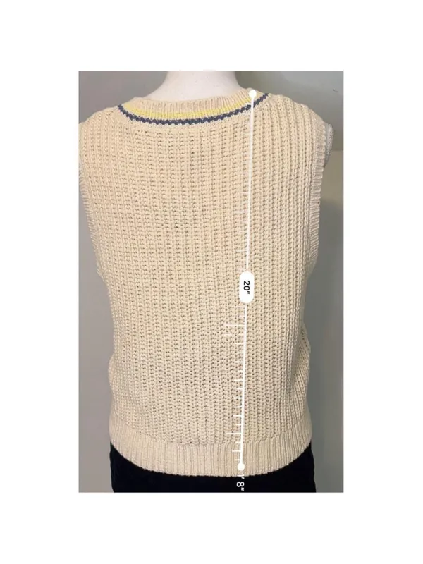 NEW American Eagle Cable Knit Button Vest, Size M, Beige and Blue - Image 3