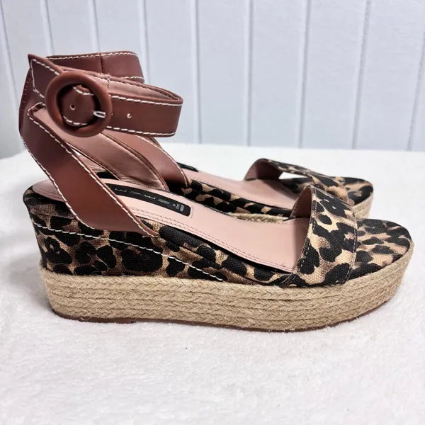 Steven by Steve Madden Leopard Print Wedge Heels‎ Espadrilles  size 6.5 - Image 2
