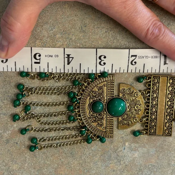 Like NEW Boho Oriental inspired jewelry piece faux jade festive necklace - Image 8
