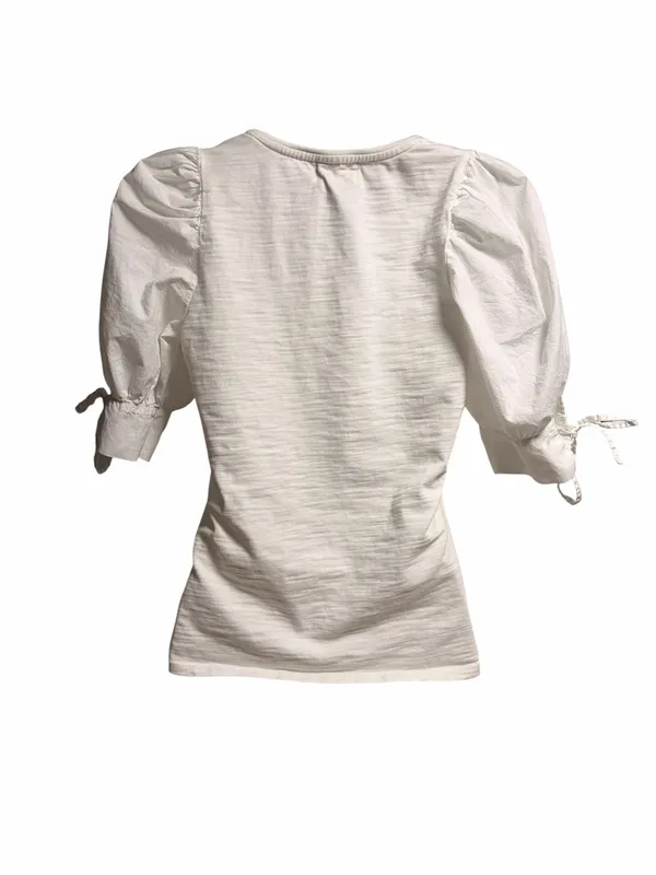 Nation LTD Ladies White Puff Sleeve Blouse Size Small - Image 6