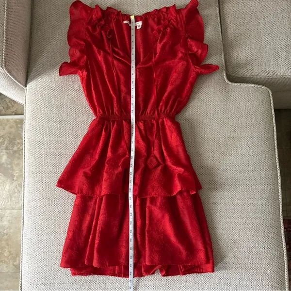 Chelsea & Violet Sleeveless Red Roses Ruffle Jardin Chinoiserie Dress Size S - Image 13
