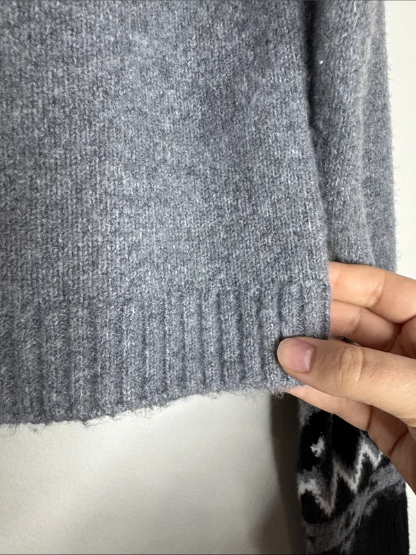 Willow & Wind Grey Button-Front Cropped Cardigan Nordic Fair Isle Winter size S - Image 8