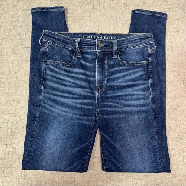 American Eagle AE Next Level High Waisted Jegging Dark Skinny Jeans Size 8 - Image 6