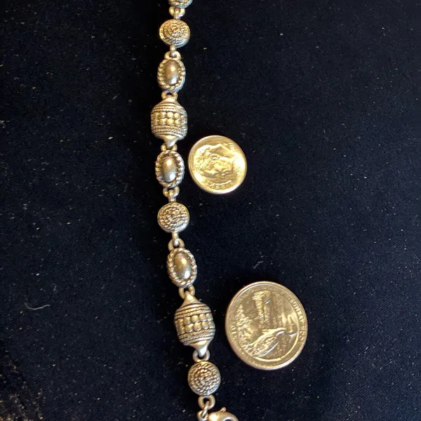 Vintage Avon Gothic Silver Tone Textured Bead Link Bracelet 7") - Image 3