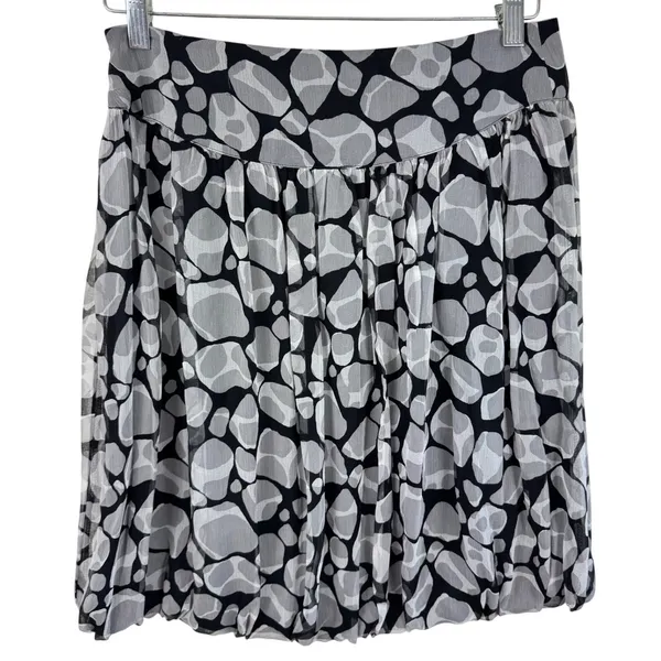 Express Design Studio Black Grey Silk Abstract Pebble‎ Print Bubble Mini Skirt 6 - Image 2