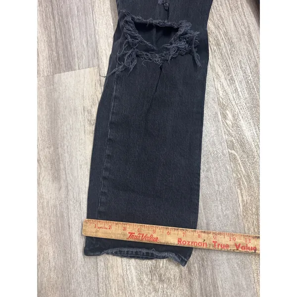Abercrombie & Fitch The Dad High Rise Distressed Black Straight Leg Jeans 28/6R - Image 6