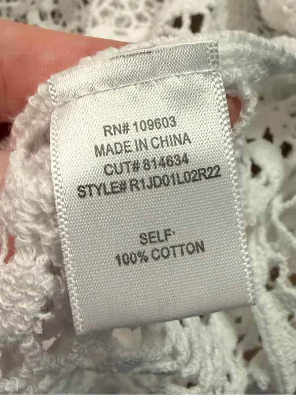 Vintage White Crochet Lace Cotton Cardigan Cover Up Women's XL Boho Cottagecore - Image 10