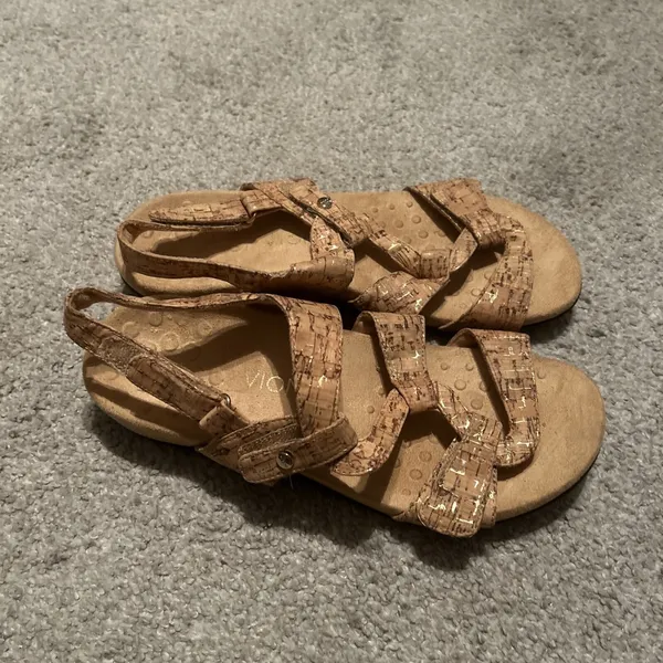 Vionic Paros Backstrap‎ Gold Cork Print Sandals size 9 - Image 3